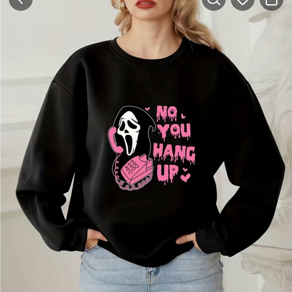 “No you hang up” ghost crew neck
